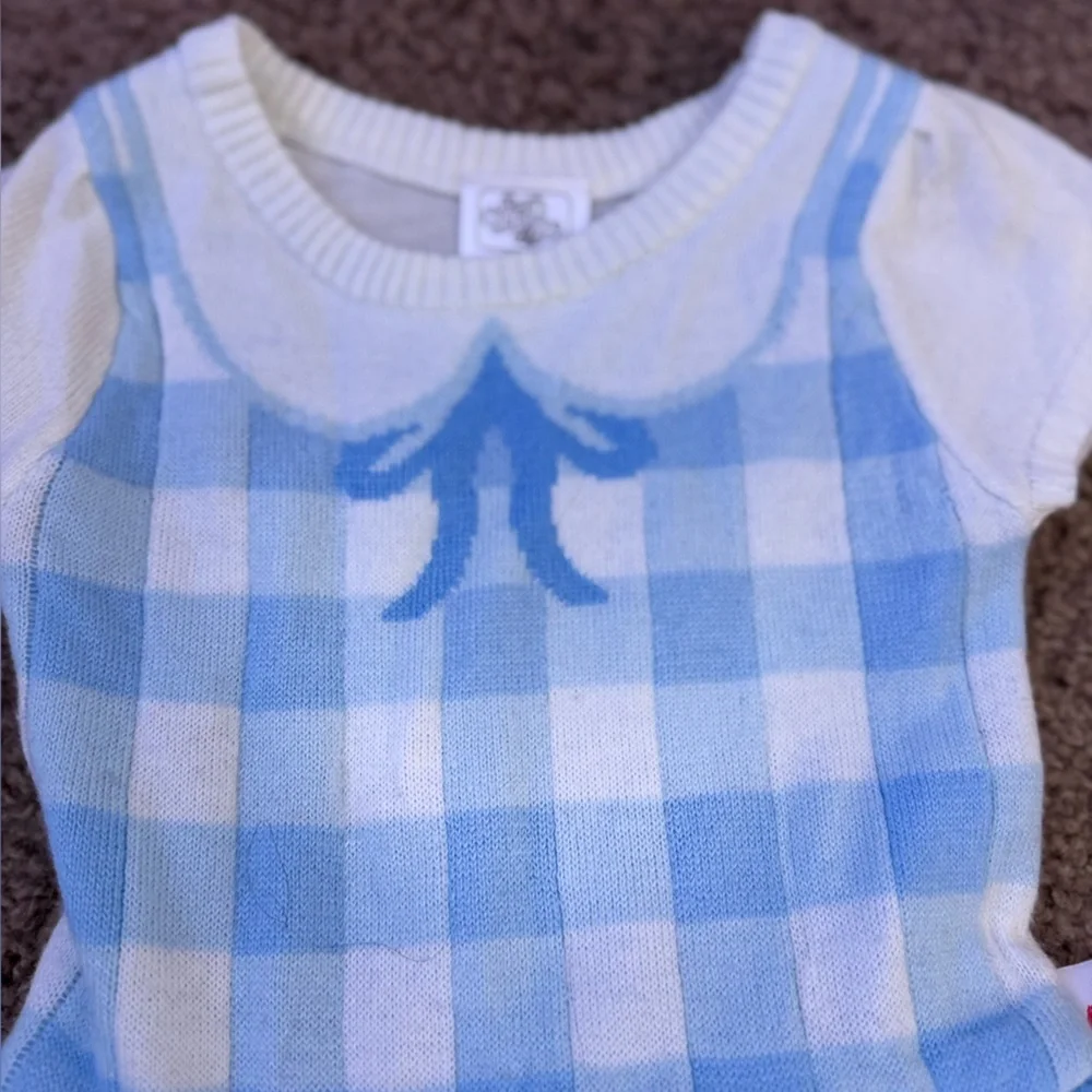 The Wizard of Oz Toddler Girl White Blue Gingham Dorothy Cosplay Sweater Dress